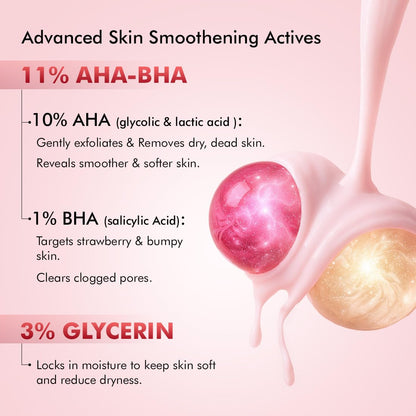 mCaffeine 11% AHA BHA Strawberry Body Lotion, 200ml, Unisex, PETA certified - back view