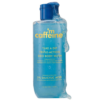 mcaffeine 2% Salicylic Acid & Mandelic Acid 3-in-1 Body Wash, 250ml, Unisex, Aqua Fresh Fragrance, PETA Certified