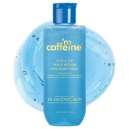 mcaffeine 2% Salicylic Acid & Mandelic Acid 3-in-1 Body Wash, 250ml, Unisex, Aqua Fresh Fragrance, PETA Certified - front vie