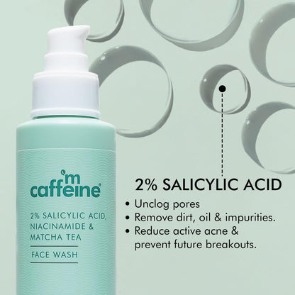 mcaffeine 2% Salicylic Acid Niacinamide & Matcha Tea Face Wash, 100ml, Sulphate-Free, Unisex - packaging