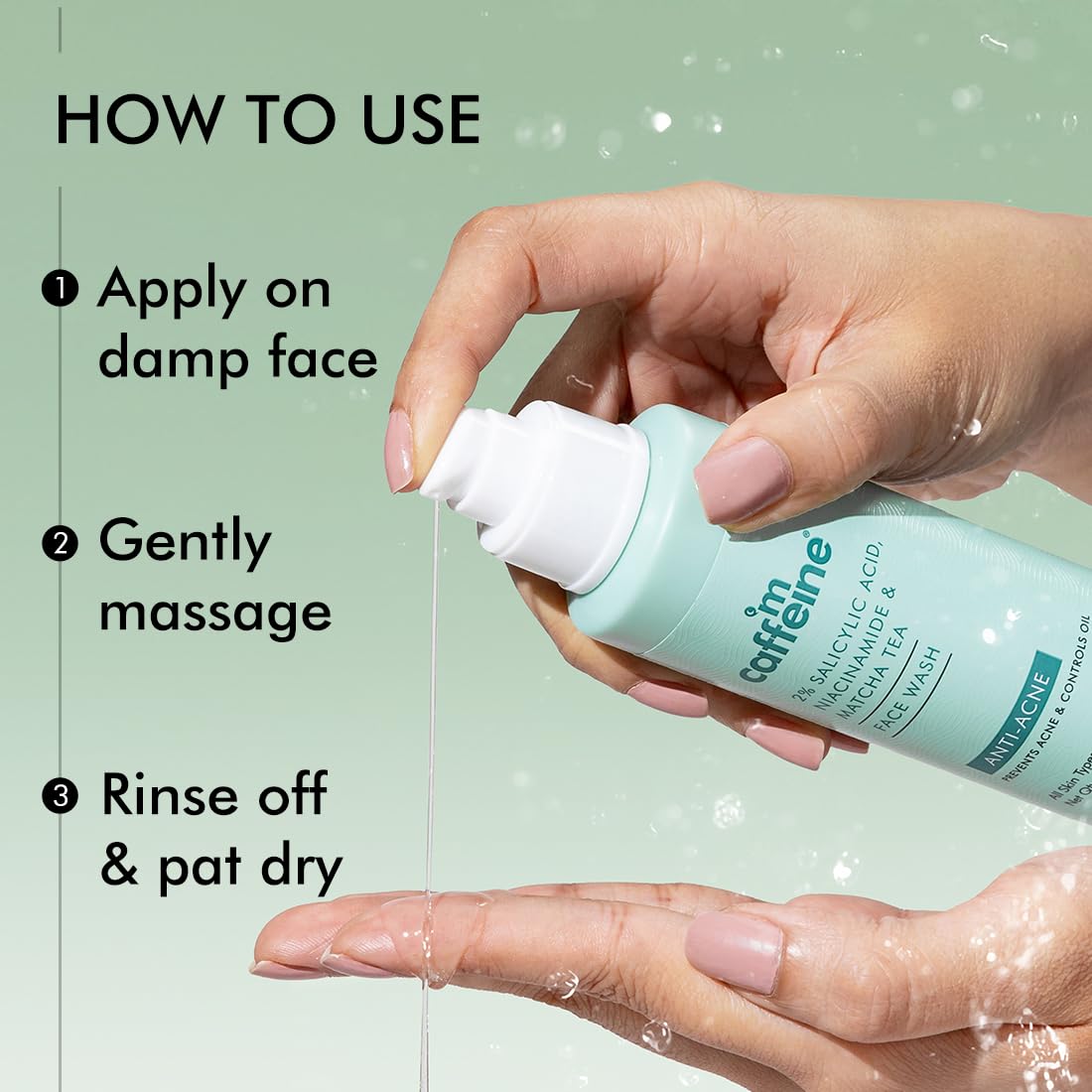 mcaffeine 2% Salicylic Acid Niacinamide & Matcha Tea Face Wash, 100ml, Sulphate-Free, Unisex - in use