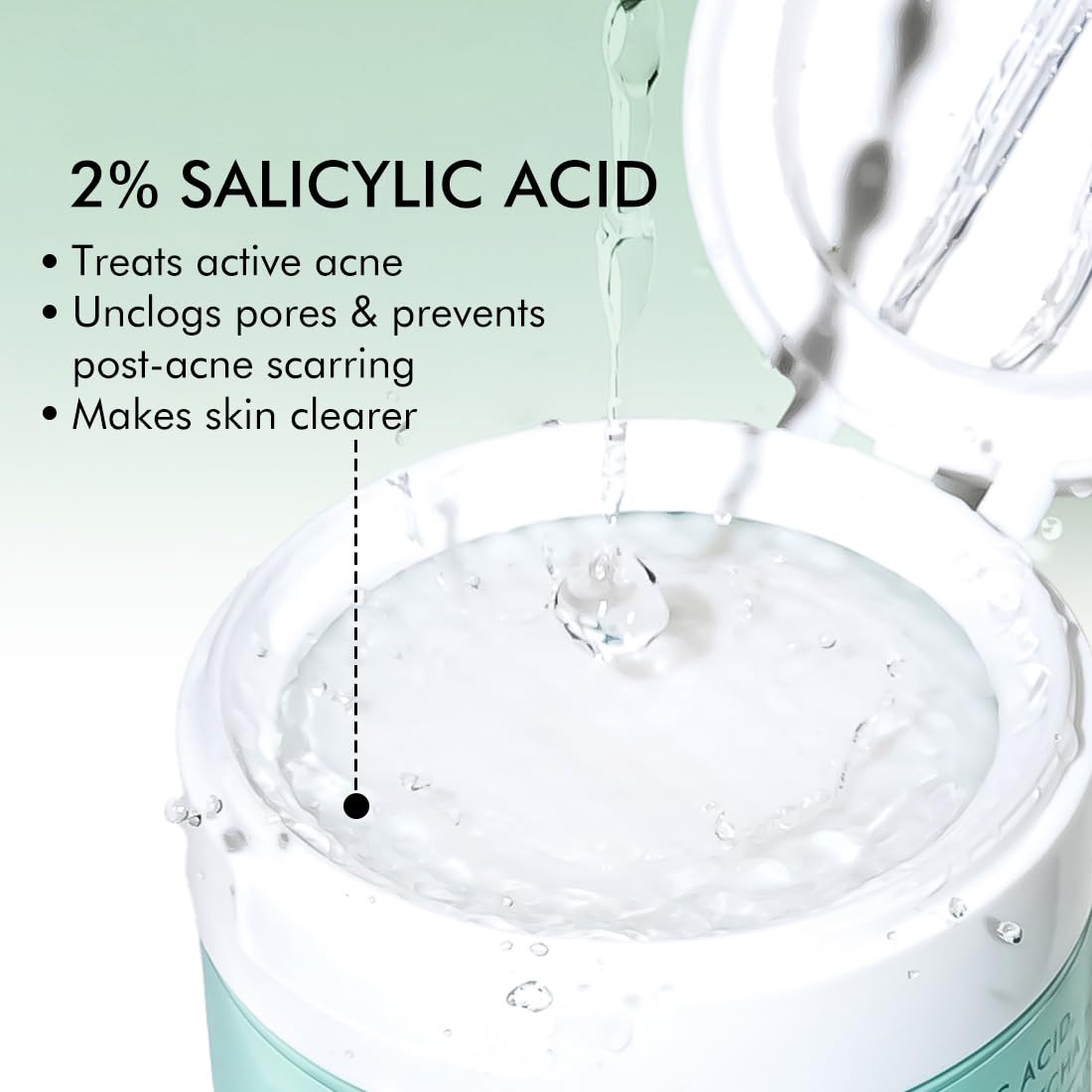 mcaffeine 2% Salicylic Acid Zinc PCA & Matcha Tea Acne Pads, 40 Count, Unisex Adult Toner Pads - packaging