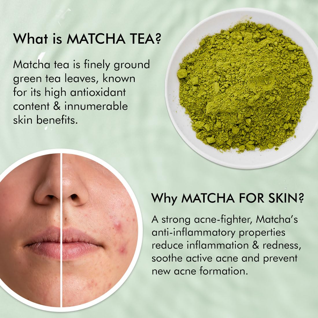 mcaffeine 2% Salicylic Acid Zinc PCA & Matcha Tea Acne Pads, 40 Count, Unisex Adult Toner Pads - ingredients panel