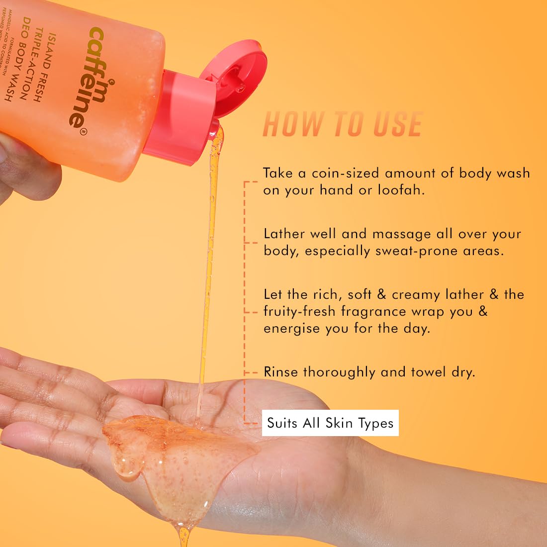 mcaffeine 5% Niacinamide Perfume Body Wash, 250ml, PETA Certified, Unisex, Paraben-Free, SLS-Free - close-up detail