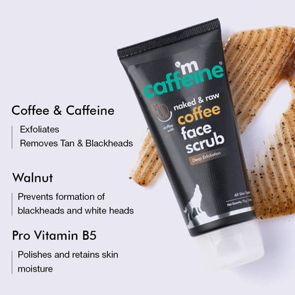 mcaffeine Arabica Coffee Face & Body Scrub Combo, 175gm Value Pack, PETA Vegan & Cruelty-Free - label detail