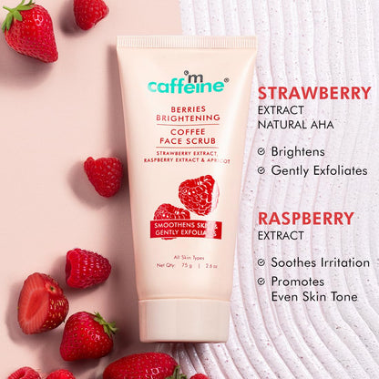 mcaffeine Berries Brightening Coffee Face Scrub, 75g, Unisex, PETA Certified, Dermatologically Tested - label detail