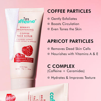 mcaffeine Berries Brightening Coffee Face Scrub, 75g, Unisex, PETA Certified, Dermatologically Tested - ingredients panel