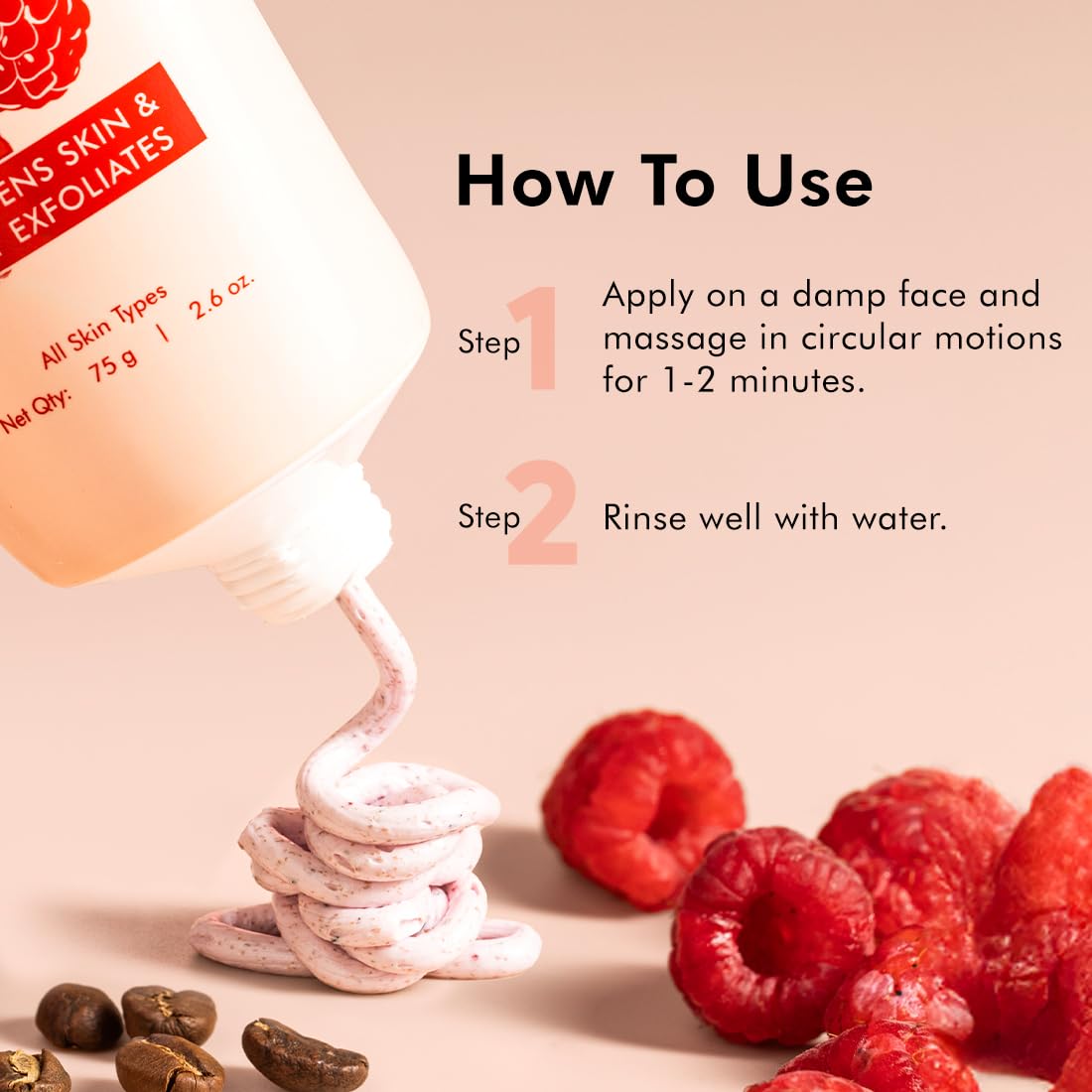 mcaffeine Berries Brightening Coffee Face Scrub, 75g, Unisex, PETA Certified, Dermatologically Tested - in use