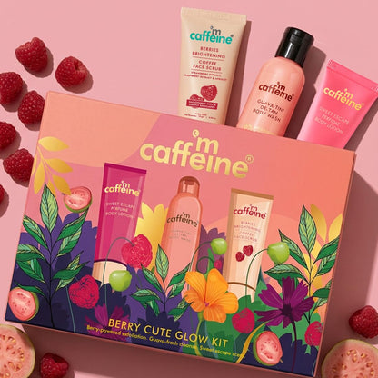 mcaffeine Berry Cute Glow Kit, 3-Piece Unisex Bath Set, PETA Certified, 100g - front view