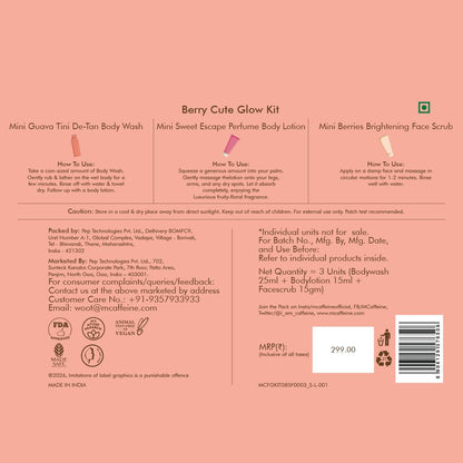 mcaffeine Berry Cute Glow Kit, 3-Piece Unisex Bath Set, PETA Certified, 100g - in use