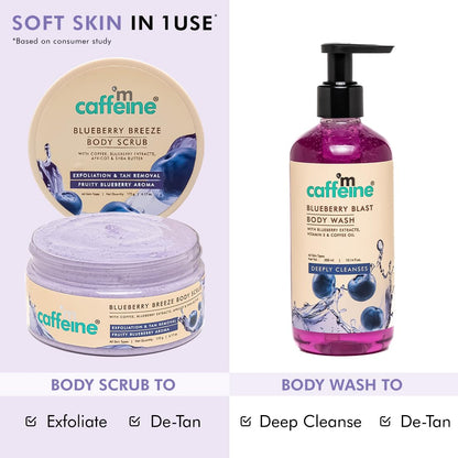 mcaffeine Blueberry Blast Body Wash & Scrub Duo, 300ml/175g, Unisex, 2 Items - packaging