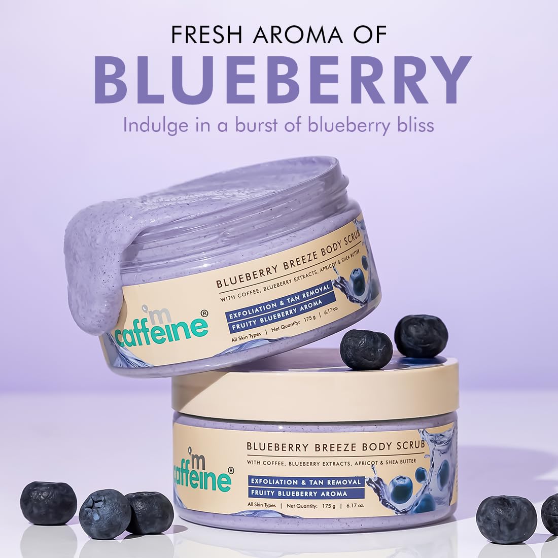mcaffeine Blueberry Blast Body Wash & Scrub Duo, 300ml/175g, Unisex, 2 Items - label detail