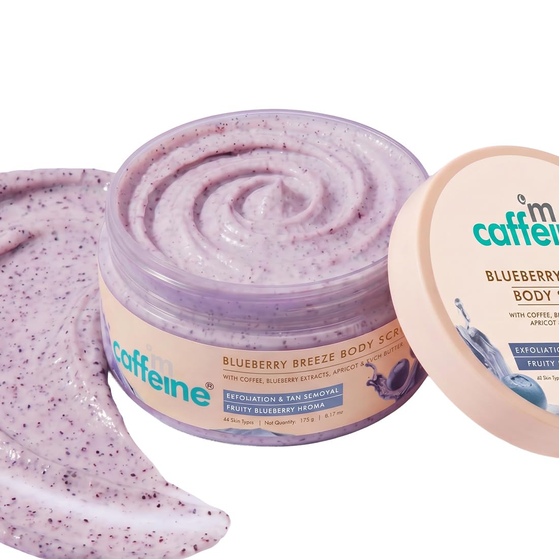 mcaffeine Blueberry Breeze Body Scrub, 175g, Coffee, Apricot, Shea Butter & Blueberry Extract, Fruity Aroma, Unisex