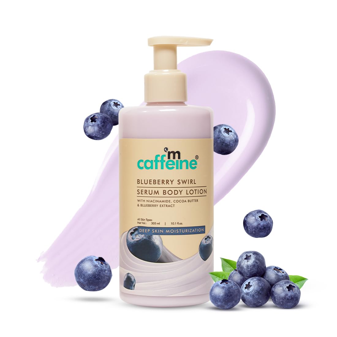 mcaffeine Blueberry Swirl Serum Body Lotion, 300ml, with Niacinamide, Cocoa Butter & Blueberry, Unisex