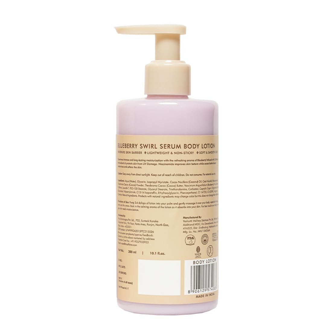 mcaffeine Blueberry Swirl Serum Body Lotion, 300ml, with Niacinamide, Cocoa Butter & Blueberry, Unisex - front view