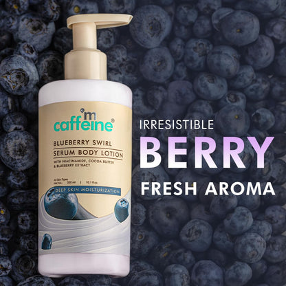 mcaffeine Blueberry Swirl Serum Body Lotion, 300ml, with Niacinamide, Cocoa Butter & Blueberry, Unisex - close-up detail