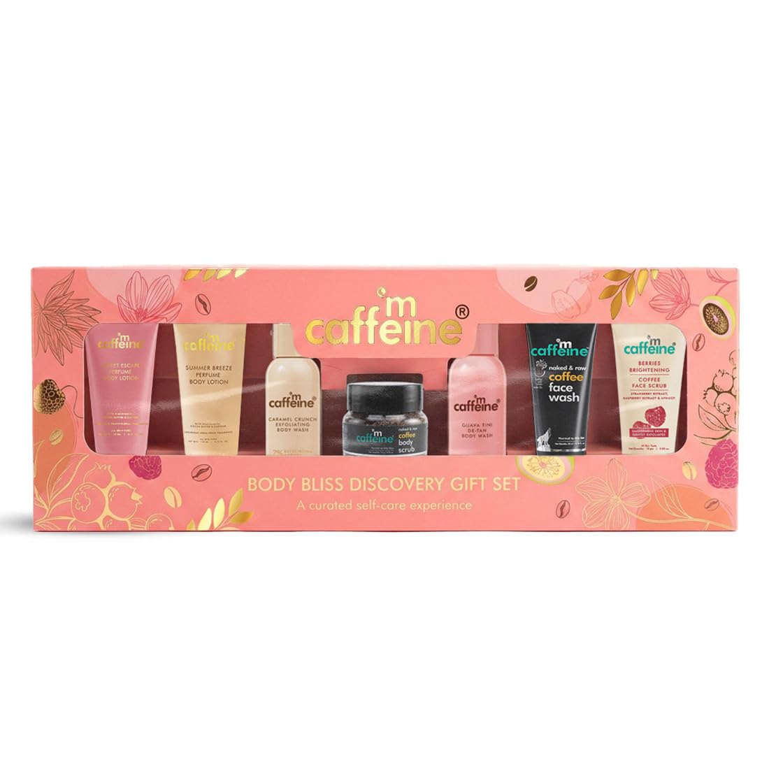 mcaffeine Body Bliss Discovery Gift Set, 7-Piece Unisex Bath and Body Care Kit, Coffee-Based Formulations
