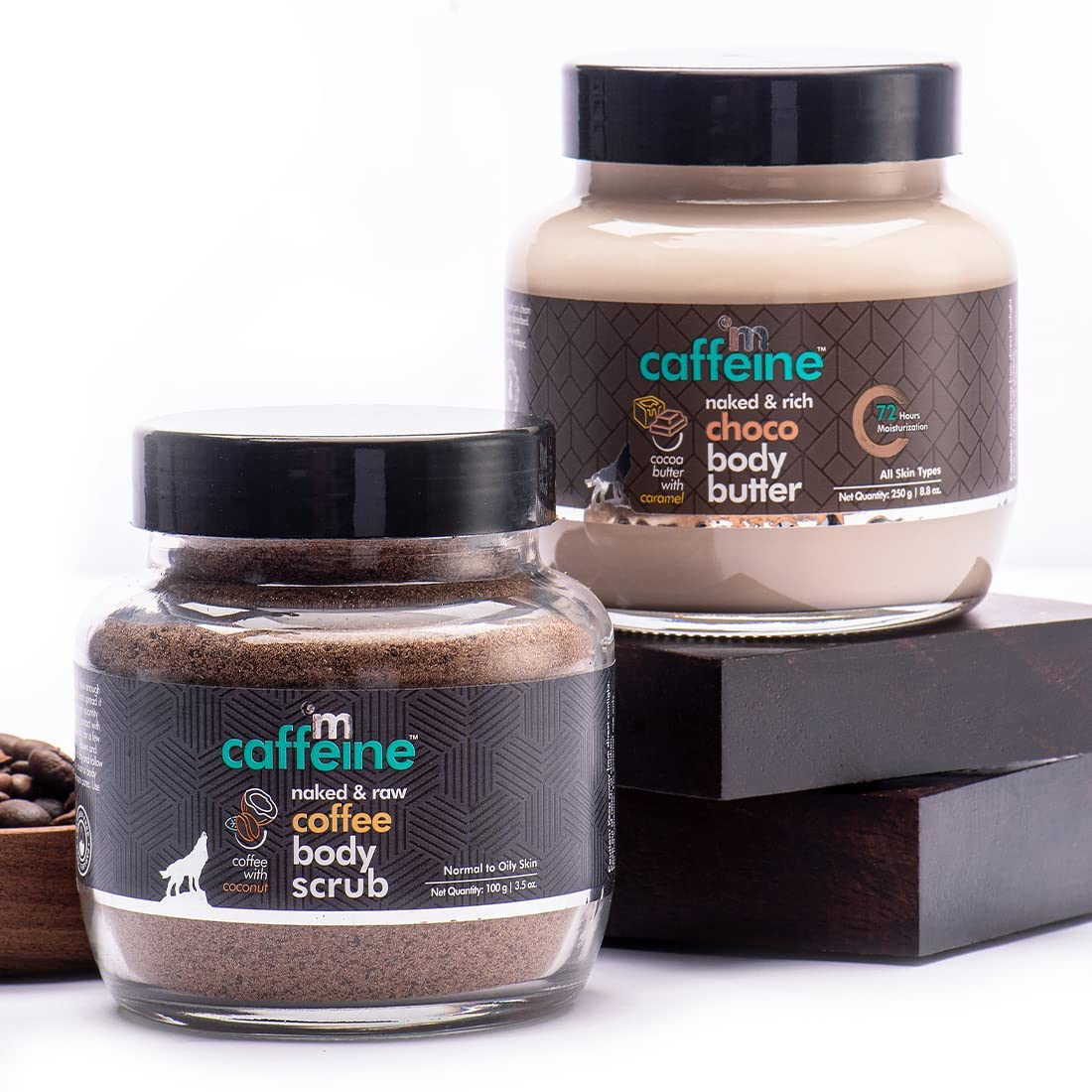 mcaffeine Body Polishing Kit, Coffee Scrub & Choco Body Butter, 2 Items, Vegan, PETA Certified, Unisex