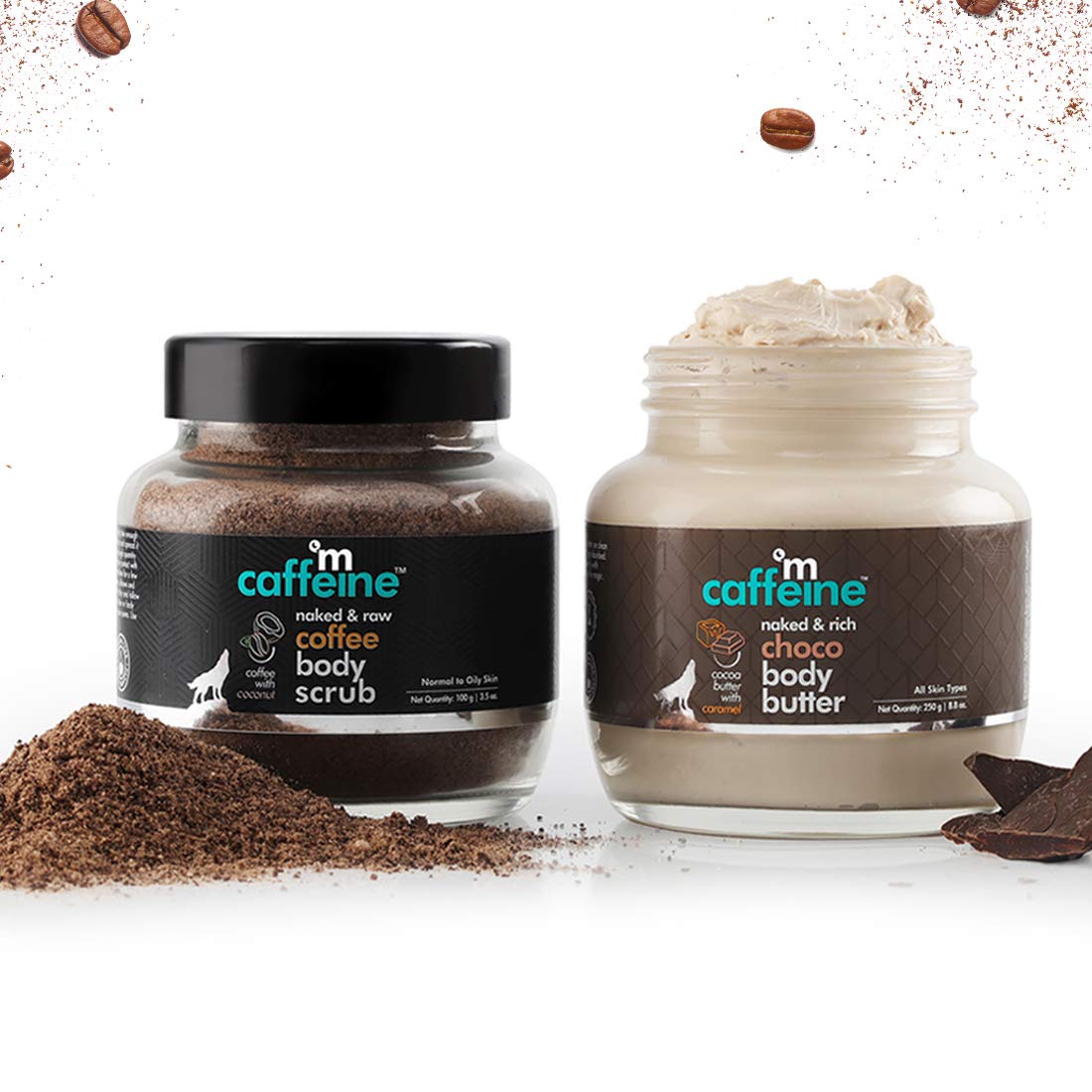 mcaffeine Body Polishing Kit, Coffee Scrub & Choco Body Butter, 2 Items, Vegan, PETA Certified, Unisex - front view
