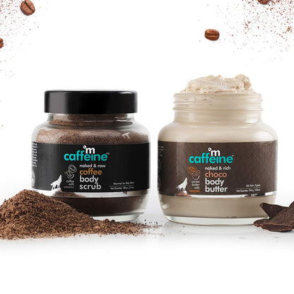mcaffeine Body Polishing Kit, Coffee Scrub & Choco Body Butter, 2 Items, Vegan, PETA Certified, Unisex - front view