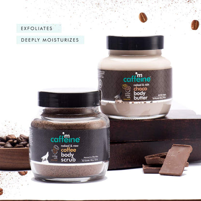 mcaffeine Body Polishing Kit, Coffee Scrub & Choco Body Butter, 2 Items, Vegan, PETA Certified, Unisex - packaging