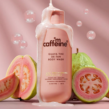 mCaffeine Body Scrub and Wash Combo, 300ml Guava Wash 1% Glycolic Acid, 55gm Coffee Scrub, Unisex - front view