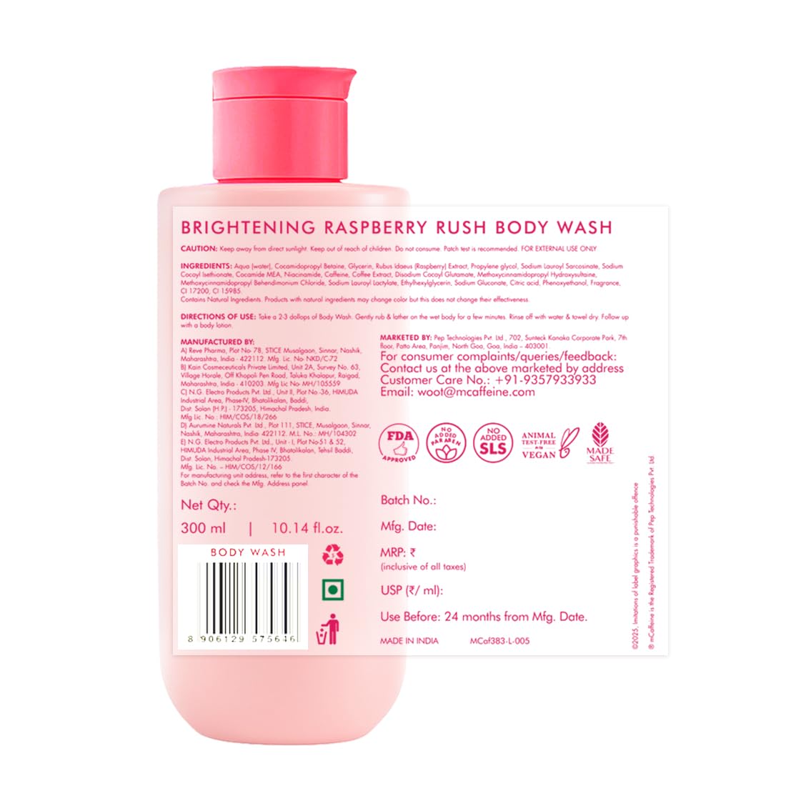 mcaffeine Body Wash Gel, 300ml, Unisex Adult, Dermatologically Tested, Zero Plastic Footprint - size and scale (18)