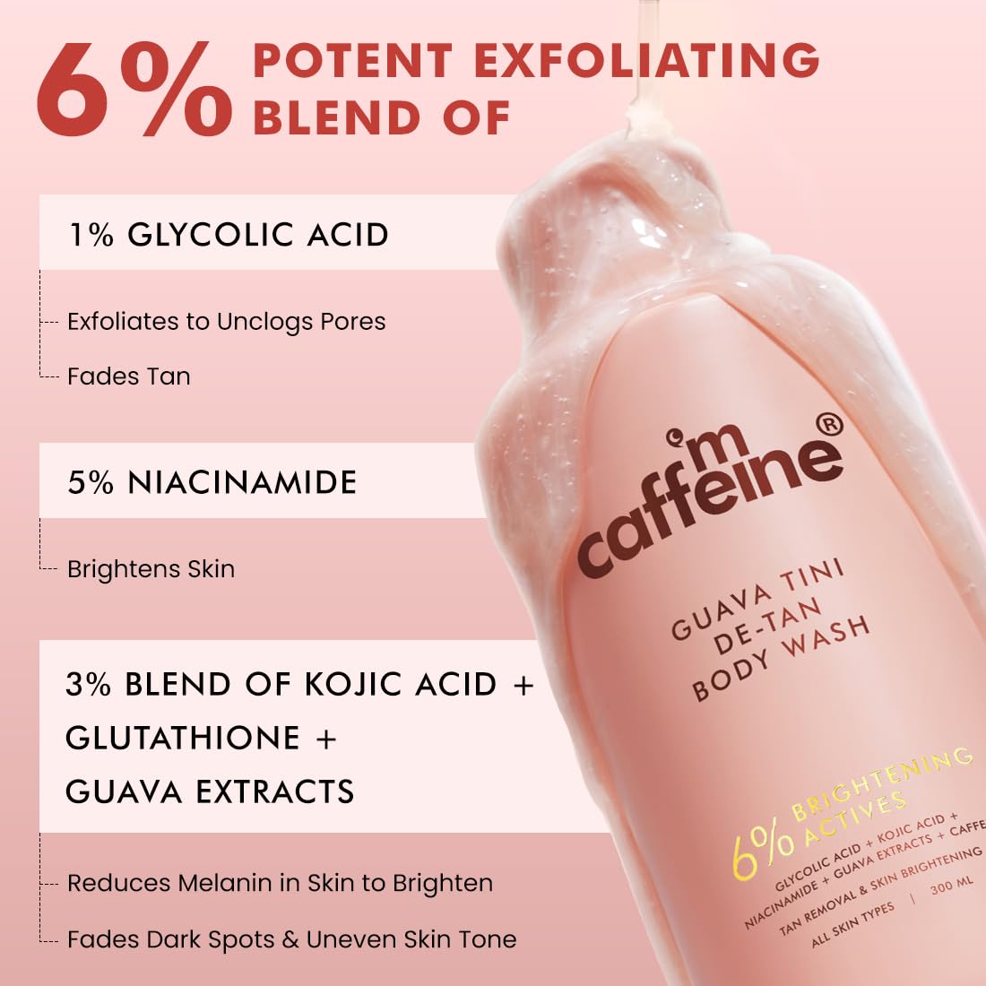 mcaffeine Body Wash Gel with Mandelic Acid Salicylic Acid and Brightening Actives, Unisex Adult - back view (21)