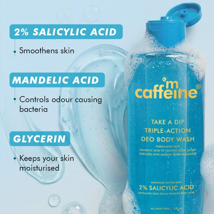 mcaffeine Body Wash Gel with Mandelic Acid Salicylic Acid and Brightening Actives, Unisex Adult - back view