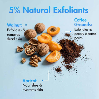 mCaffeine Brightening Face Scrub, 100g, Walnut Apricot Coffee Formula, Cookie Cream Scent, Unisex - packaging