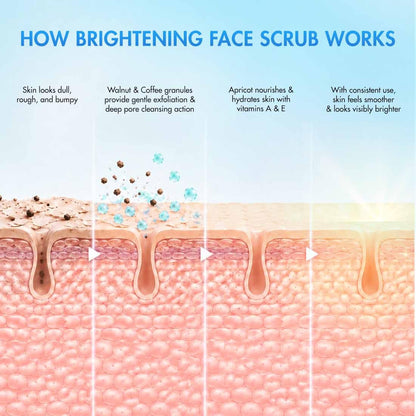 mCaffeine Brightening Face Scrub, 100g, Walnut Apricot Coffee Formula, Cookie Cream Scent, Unisex - label detail