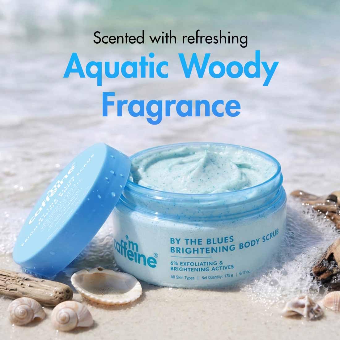 mcaffeine By The Blues 2-in-1 Body Scrub, 175g, Walnut, Apricot, Niacinamide, Glycerin - label detail