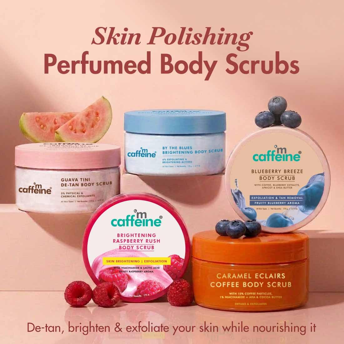 mcaffeine By The Blues 2-in-1 Body Scrub, 175g, Walnut, Apricot, Niacinamide, Glycerin - in use