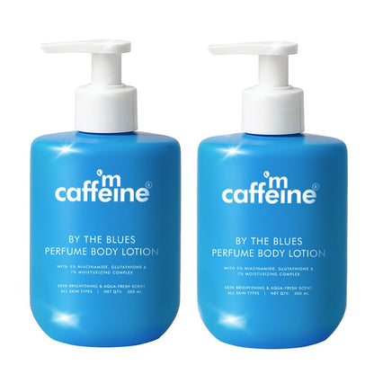 mCaffeine By The Blues Perfume Body Lotion 200ml | 5% Niacinamide & Glutathione for Brightening & Detan | Aquatic-Woody Fragr
