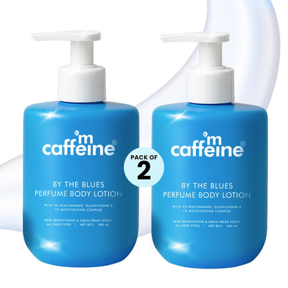 mCaffeine By The Blues Perfume Body Lotion 200ml | 5% Niacinamide & Glutathione for Brightening & Detan | Aquatic-Woody Fragr