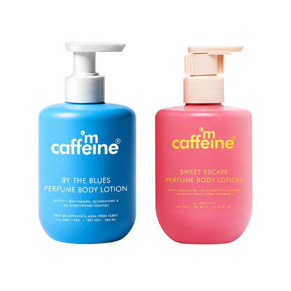 mcaffeine By the Blues & Sweet Escape Perfume Body Lotion Duo, 300mlx2, with Niacinamide, Cocoa & Shea Butter, Unisex
