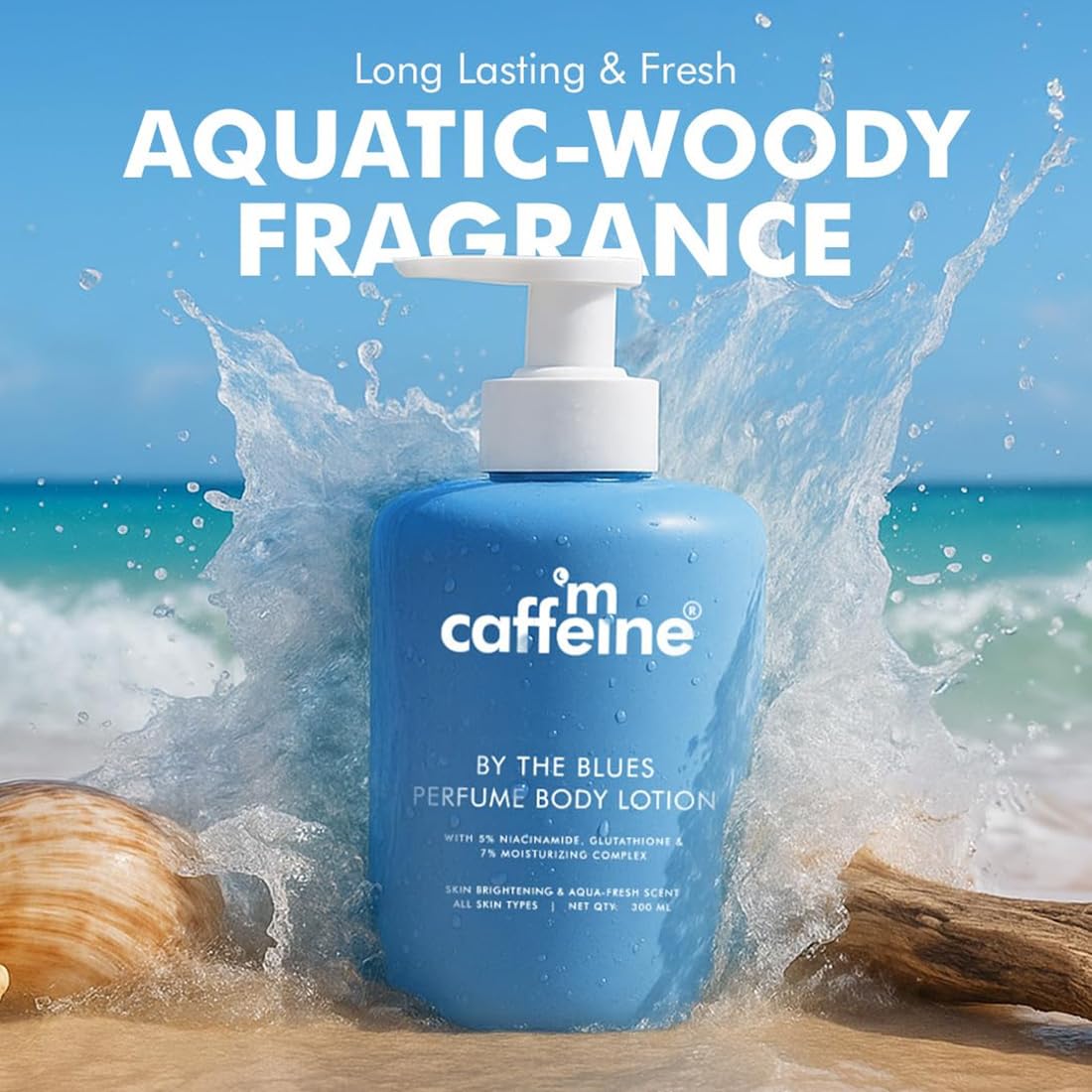 mcaffeine By the Blues & Sweet Escape Perfume Body Lotion Duo, 300mlx2, with Niacinamide, Cocoa & Shea Butter, Unisex - close