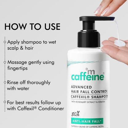 mcaffeine Caffexil Shampoo with Keratin Biotin Rosemary, 250ml, Sulphate Free Formula - close-up detail
