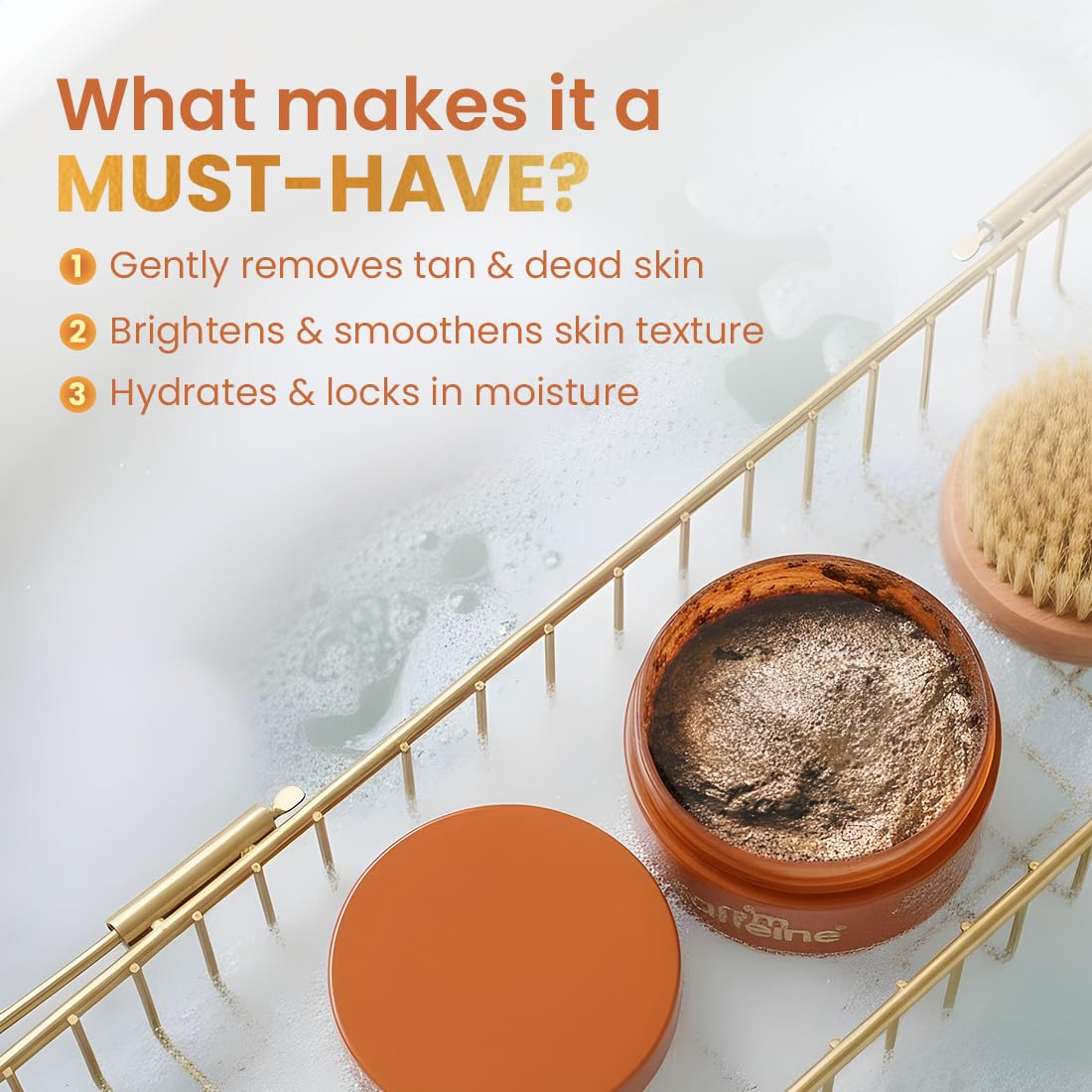 mCaffeine Caramel Eclairs Coffee Body Scrub, 175g, Unisex, PETA Certified, Paraben & SLS Free - back view
