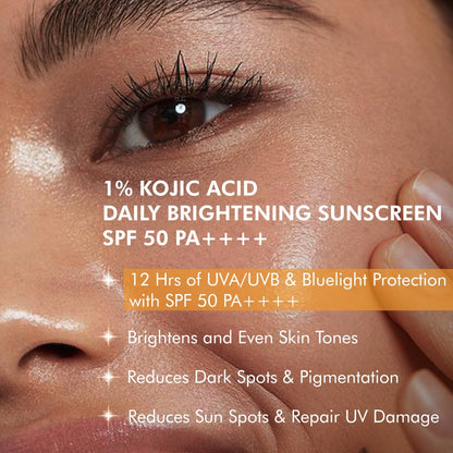 mcaffeine CLEAR GLOW 1% Kojic Acid Alpha Arbutin Sunscreen SPF 50 PA++++, 50ml, Fragrance-Free - back view