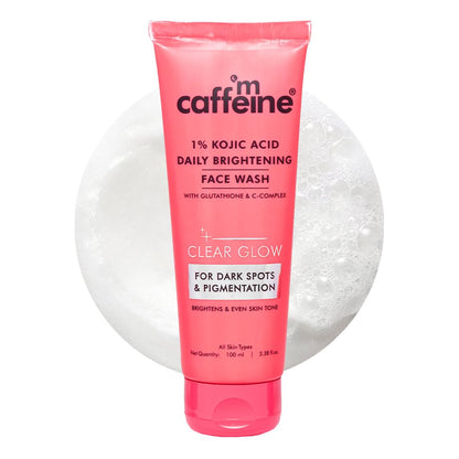 mcaffeine CLEAR GLOW 1% Kojic Acid Face Wash with Glutathione, 100ml, Non-Drying, Fragrance-Free