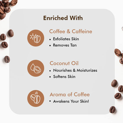 mcaffeine Coffee Bathing Scrub with Coconut Oil, Unisex Exfoliating Body Scrub for All Skin Types - back view