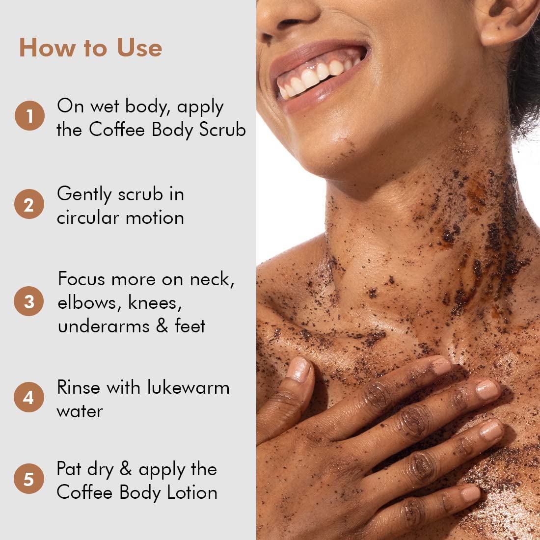 mcaffeine Coffee Bathing Scrub with Coconut Oil, Unisex Exfoliating Body Scrub for All Skin Types - label detail