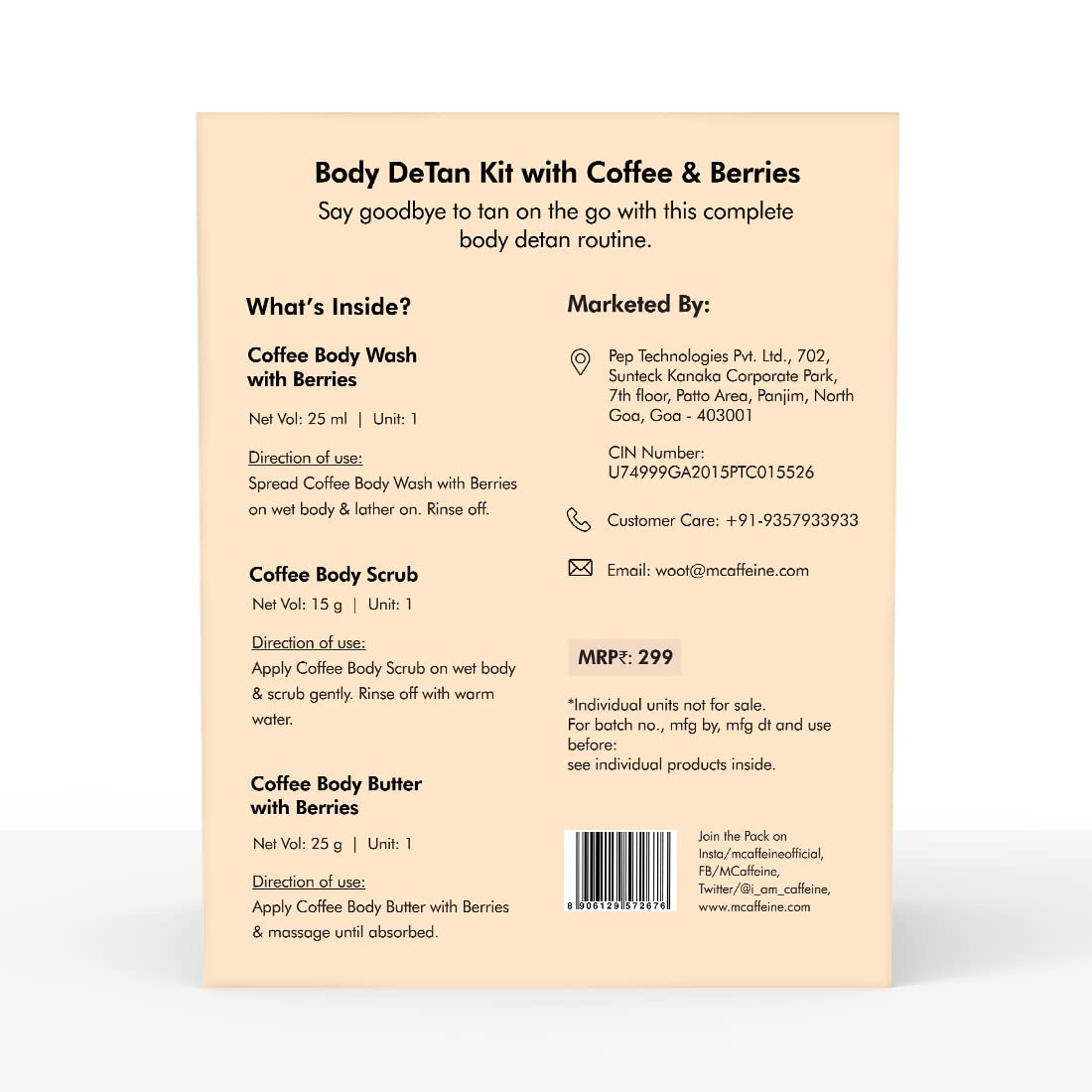 mcaffeine Coffee Body Care Gift Set, Unisex, PETA Certified Vegan, Zero Plastic - size and scale