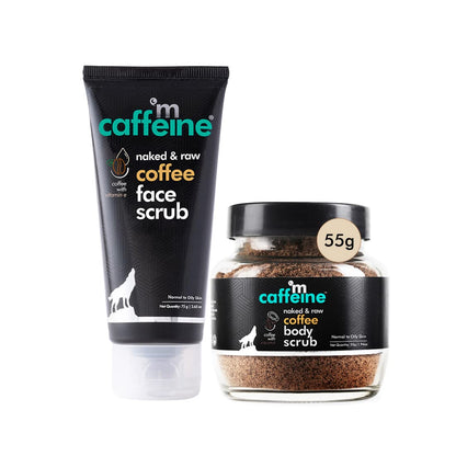 mcaffeine Coffee Body & Face Scrub Value Pack, 2-Piece Set, Body 55g + Face 75g, Unisex