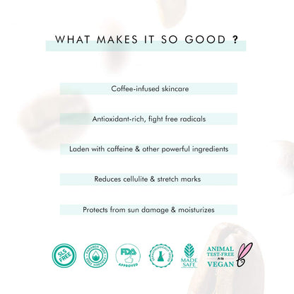 mcaffeine Coffee Body Scrub and Massage Oil Combo, 100g+100ml, Unisex, All Skin Types - label detail