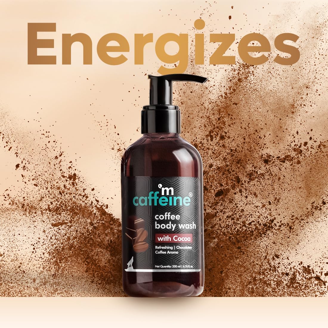 mcaffeine Coffee Body Wash Combo, 3-Pack 600ml, Berry Almond Cocoa Scents, Unisex Adult, Vegan, PETA Certified - back view