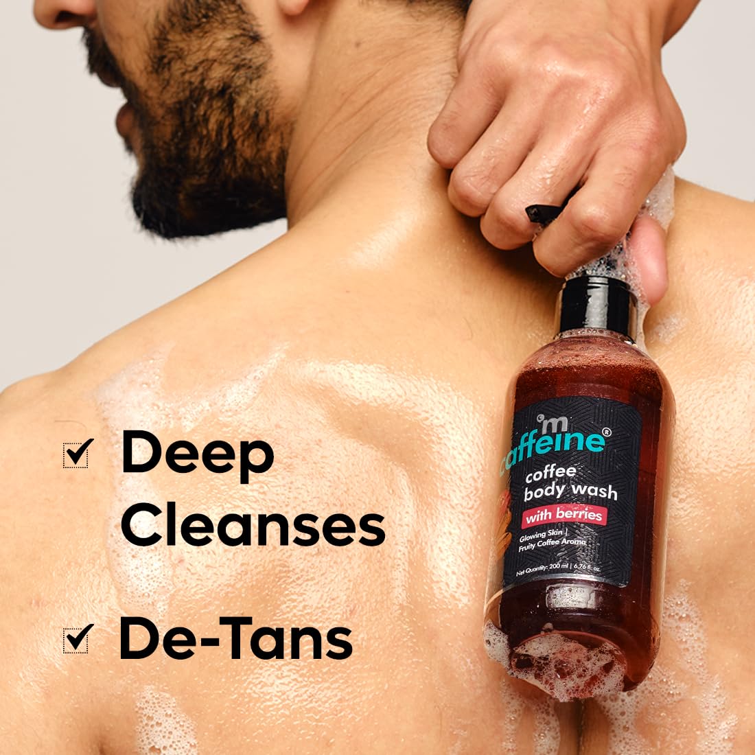 mcaffeine Coffee Body Wash Gel with Vitamin C, 200ml, Unisex Adult, Sulfate-Free, Vegan, PETA Certified, Dermatologically Tes
