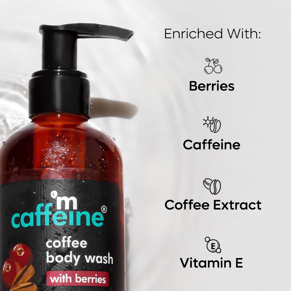 mcaffeine Coffee Body Wash Gel with Vitamin C, 200ml, Unisex Adult, Sulfate-Free, Vegan, PETA Certified, Dermatologically Tes