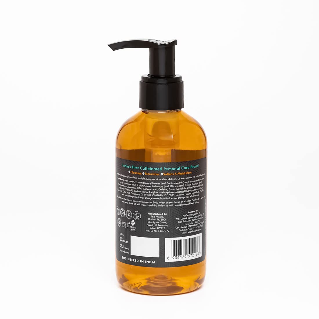 mcaffeine Coffee Body Wash with Almonds, 200ml, Unisex, Vegan, PETA Certified, Paraben & SLS-Free - in use